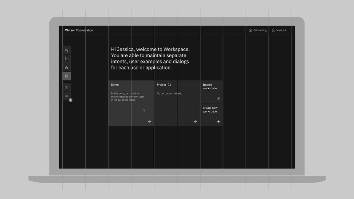 Watson Chatbot screen showing 2x Grid